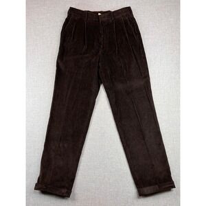VTG 90s Lands End Wide Wale Corduroy Pants Men 31x31 Brown Heritage Academia